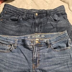 Lot of 2 Cat & Jack Boys Size 16 Straight Leg Jeans - Dark & Mid Blue Wash